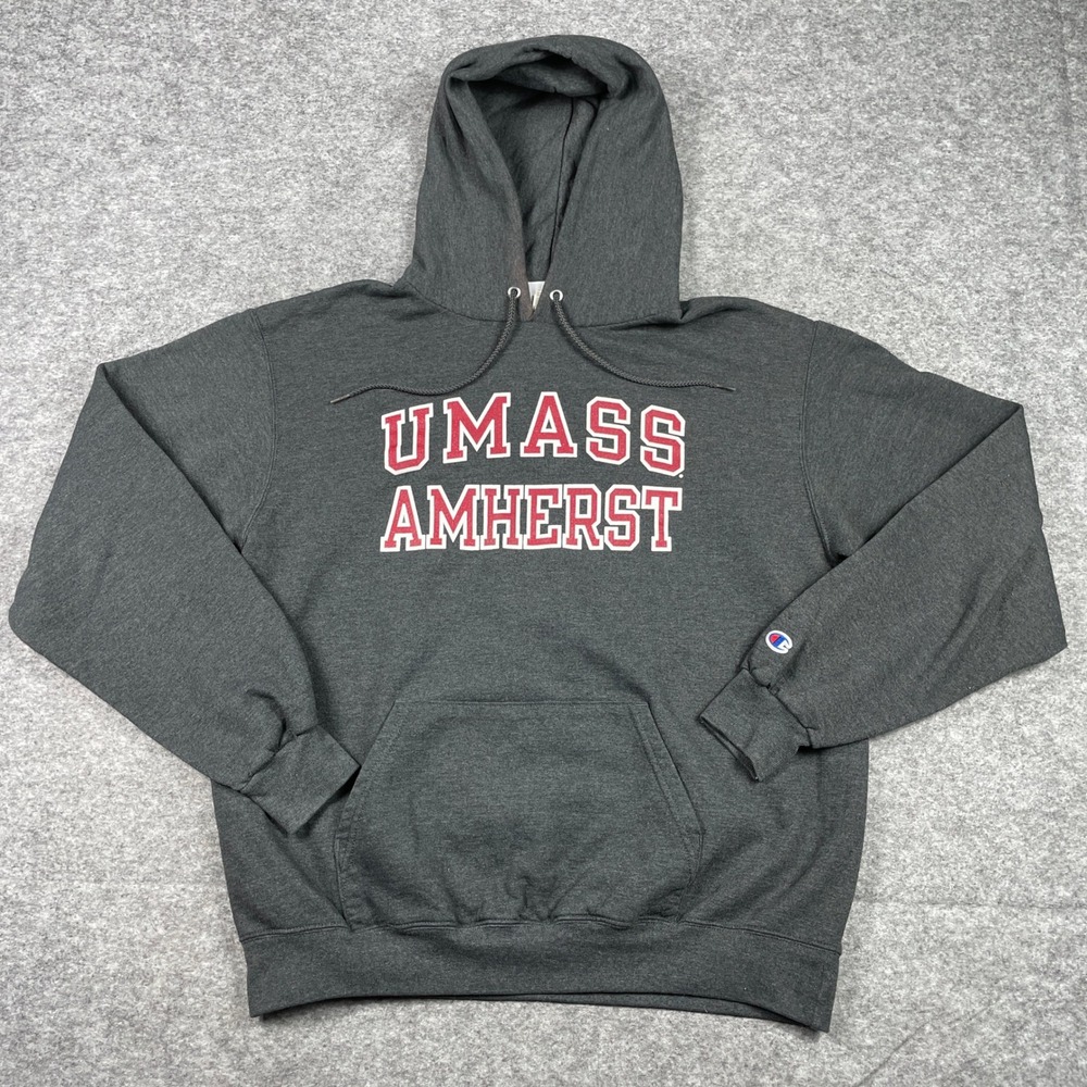 UMass Amherst Hoodie Mens Large Gray Champion Sweatshirt University Minutemen